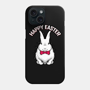 A bunny with a bow round his neck says Happy Easter Phone Case