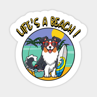 Funny Collie Dog is chilling on the beach Magnet