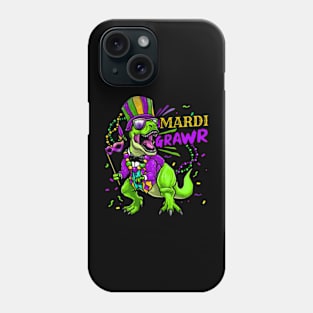 Mardi Gras Dabbing T Rex Dinosaur Mardi Gras Phone Case