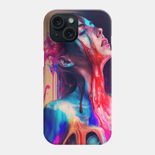 Taking in a Moment - Emotionally Fluid Collection - Psychedelic Paint Drip Portraits Phone Case by JensenArtCo