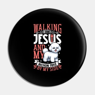 Jesus and dog - Bichon Frisé Pin