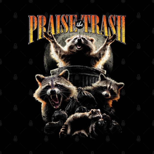 Praise The Trash Raccoon Vintage 90's Bootleg HipHop Aesthetics Street Cat by vo_maria