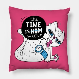 The Time Is Meow Pillow