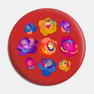 Colorful Roses Pin