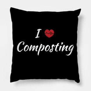 I Love Composting Cute Red Heart With Heartbeat Pillow