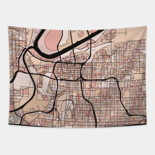 Kansas City Map Pattern in Soft Pink Pastels Tapestry