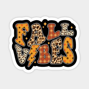 Fall Vibes Groovy Fall Season Retro Leopard Autumn Magnet