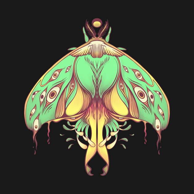 Green Luna Moth Art by cellsdividing