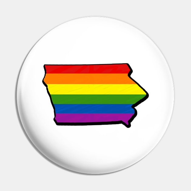 Rainbow Iowa Outline Pin by Mookle