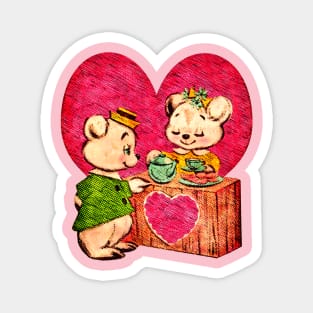 Vintage Retro Cute Valentine Bears Magnet