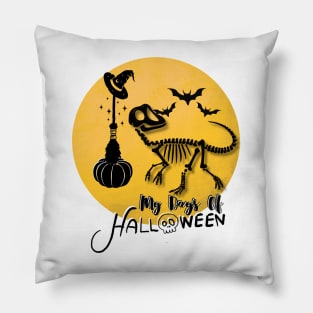 "My Days of Halloween" Dino Skeleton design Pillow