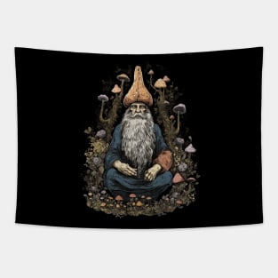 Lord Of The Shrooms - dark gnome wizard fantasy mushroom illustration Tapestry