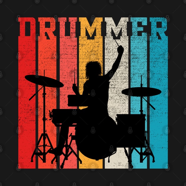 Drummer Retro Style Drum Player by DragonTees