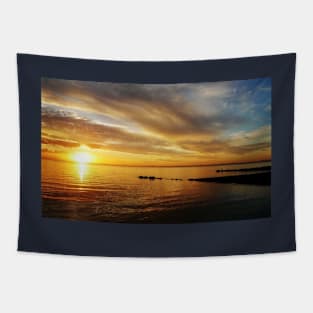 Golden Sunset at Brighton Beach Tapestry