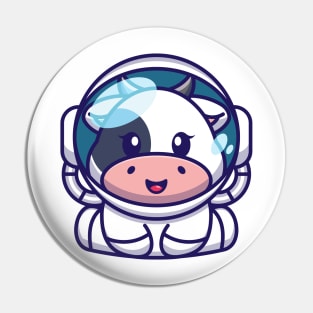 Cute baby cow wearing an astronaut suit, cartoon character Pin