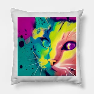 Cat - Splatter Themed Pillow