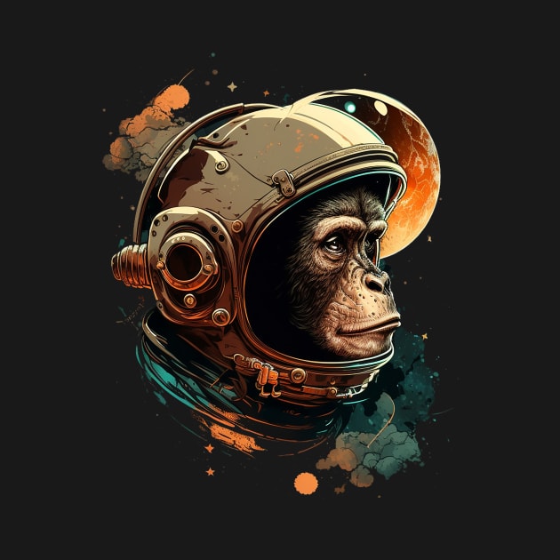 space monkey by a cat cooking