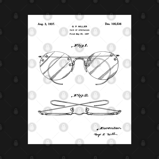 Spectacles Patent - Optometrist Eye Doctor Office Art - White by patentpress