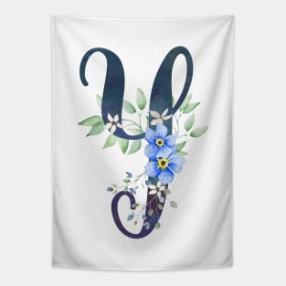 Floral Monogram Y Wild Blue Flowers Tapestry