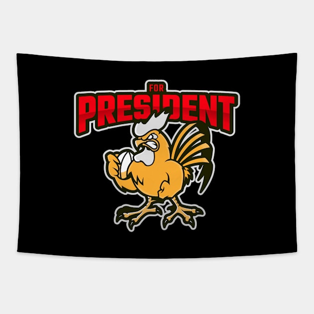 Angry Rooster for President Tapestry by Boga