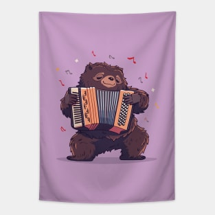 Bigfoot Playing Accordion. Spooky Cute Mariachi Monster. Tapestry