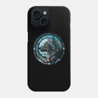 Magic wolf and moon stained glass window Phone Case