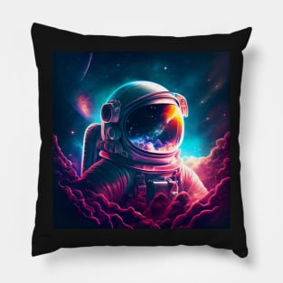 An astronaut witnesses space in his visor Pillow