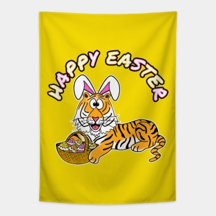 Easter Tiger Bunny Eggs Tapestry