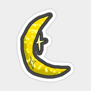 Crescent Yellow Sparkly Moon Magnet