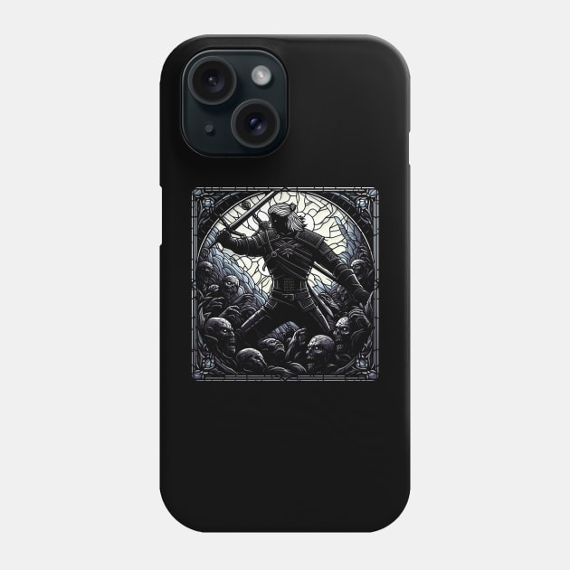 Stained Glass Epic Battle - Monster Slayer - Dark Fantasy Phone Case by Fenay-Designs