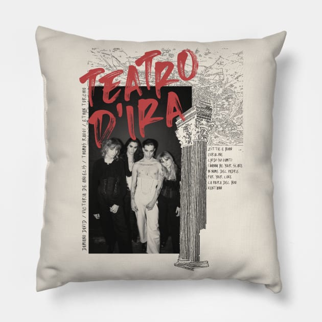 Måneskin - teatro d'ira - grunge vintage inspired (Front and back) Pillow by mikakosmos