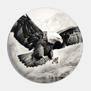 Eagle Animal Bird Wild Nature Ink Sketch Style Pin