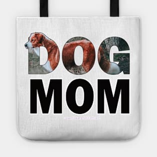 DOG MOM - brown and white collie dog oil painting word art Tote