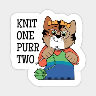 Knit One Purr Two Cat Magnet