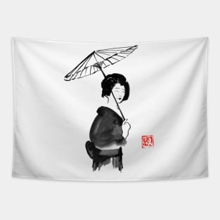 geisha under umbrella Tapestry