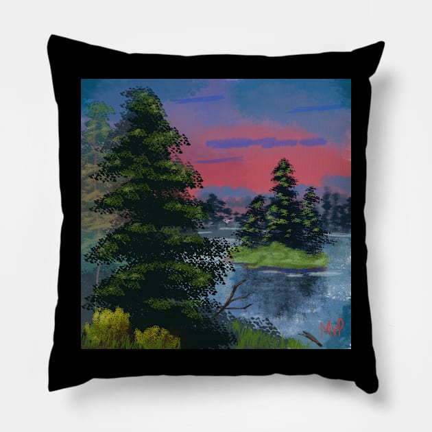 Bob Ross #2 Pillow by Mothtonoth Art