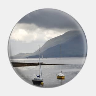 Boats moored in the harbour at Fort William, Scotland Pin