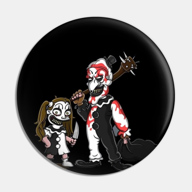 Terrifier 2- Art the Clown and Little Pale girl Pin by Brush-Master