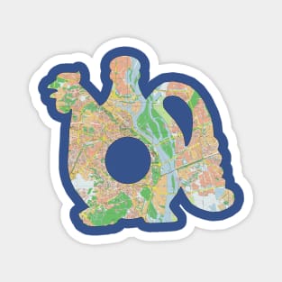 Ukrainian Teapot Silhouette cut from street map of Kiev Magnet