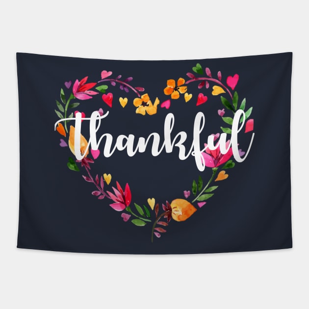 Thankful Christian woman flower wreath t-shirt Gift Tapestry by Bezra