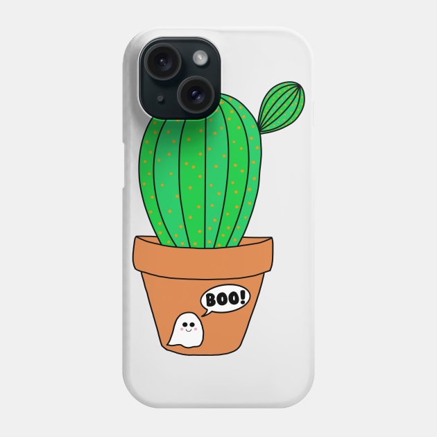 Cute Cactus Design #130: Cute Cactus In Halloween Ghost Terra-Cotta Pot Phone Case by DreamCactus