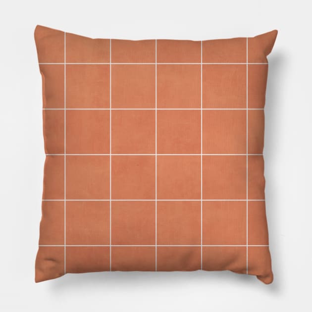 Large Grid Pattern - Coral Pillow by ZoltanRatko