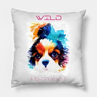 Cavalier King Charles Dog Wild Nature Animal Colors Art Painting Pillow