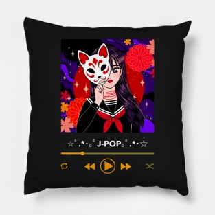 J Pop Fan Playlist Anime Girl Pillow