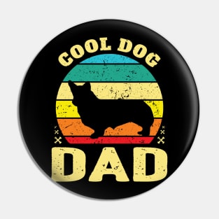 Retro Cool Corgi Dog Dad Pin