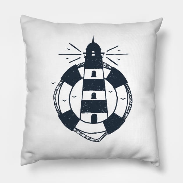 Lighthouse. Nautical Pillow by SlothAstronaut