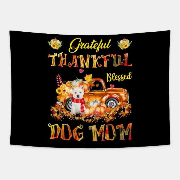 West Highland White Terrier Pumpkin Thankful Grateful Blessed Dog Mom Tapestry by Benko Clarence