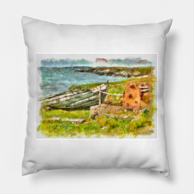 Old Boat, Fetlar Pillow by Avalinart