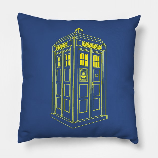 1920's Mackenzie Style Police Box Gold Line Pillow by J. Rufus T-Shirtery