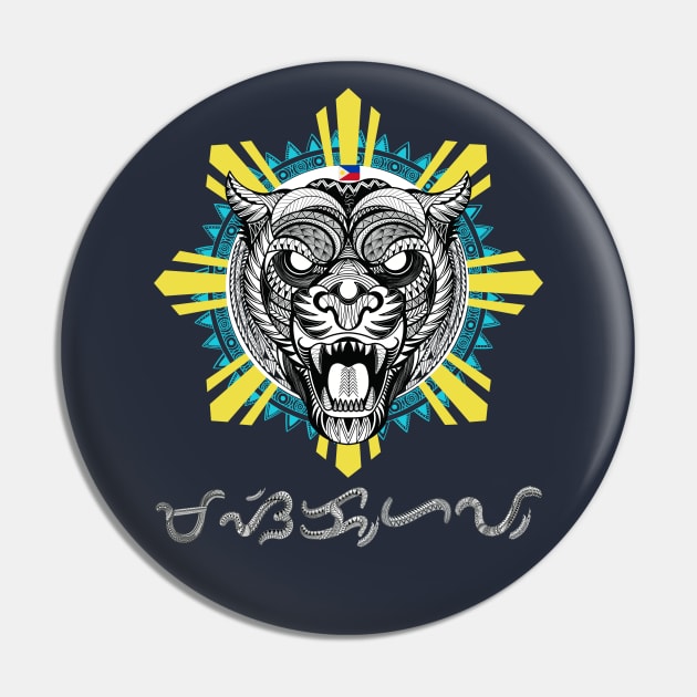 Philippine Sun Tribal line Art Tiger / Baybayin word Masikhay (Diligent ; deep and thorough) Pin by Pirma Pinas